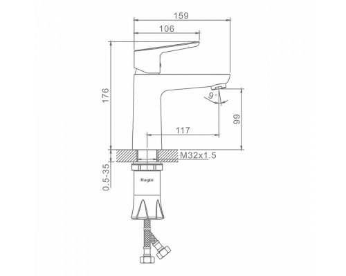 Смеситель Raglo R31.10.06 для раковины монолитный, черный