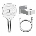 Комплект с лейкой Raglo R476.41 для душа душевая лейка 3 режима, шланг 1,5м, держатель лейки латунь, хром