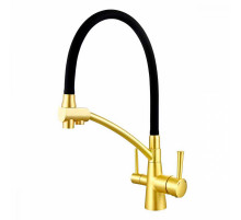Смеситель Raglo R80.621.06 для кухни с подключением к фильтру съёмный гибкий излив, светлое золото
