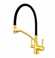 Смеситель Raglo R80.621.06 для кухни с подключением к фильтру съёмный гибкий излив, светлое золото
