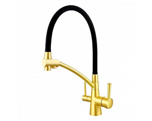 Смеситель Raglo R80.621.06 для кухни с подключением к фильтру съёмный гибкий излив, светлое золото