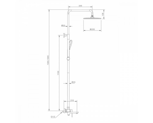 Душевая система Raglo R03.24.03 для ванны и душа излив поворотный 15 см, сатин золотой