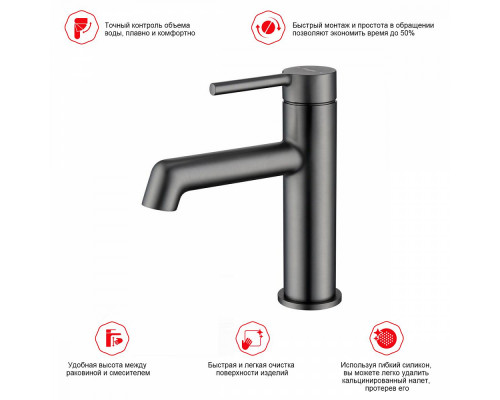 Смеситель Raglo R20.10.09 для раковины монолитный, графит