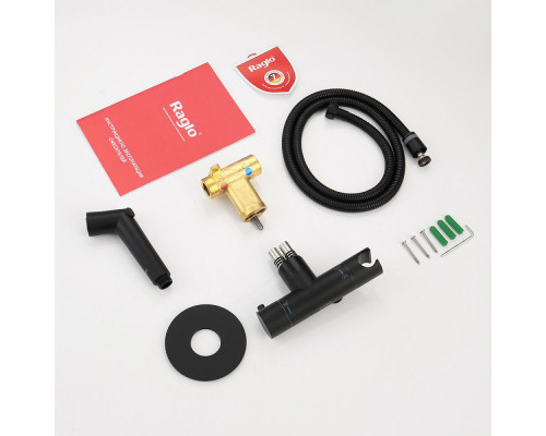 Смеситель Raglo R23.56.06 с гигиеническим душем встраиваемый с термостатом , черный