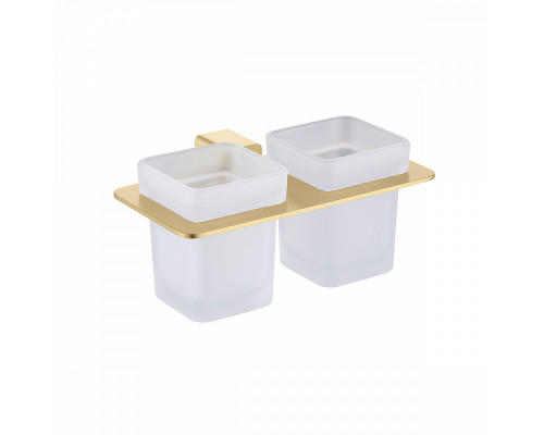 Стакан для зубных щеток с держателем Raglo R301.08.03 двойной,сатин золотой