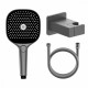 Комплект с лейкой Raglo R476.41.09 для душа душевая лейка 3 режима, шланг 1,5м, держатель лейки латунь, графит