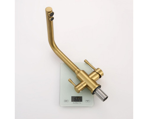 Смеситель Raglo R81.61.03 для кухни с подключением к фильтру излив поворотный, сатин золотой