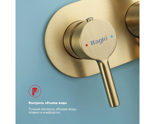 Смеситель Raglo R20.52.03 с гигиеническим душем встраиваемый , сатин золотой