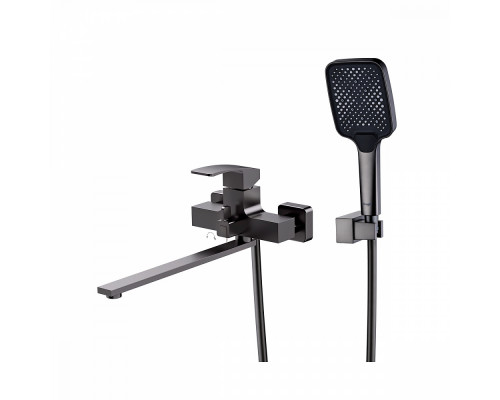 Смеситель Raglo R01.22.09 для ванны и душа универсальный поворотный излив 35 см, графит