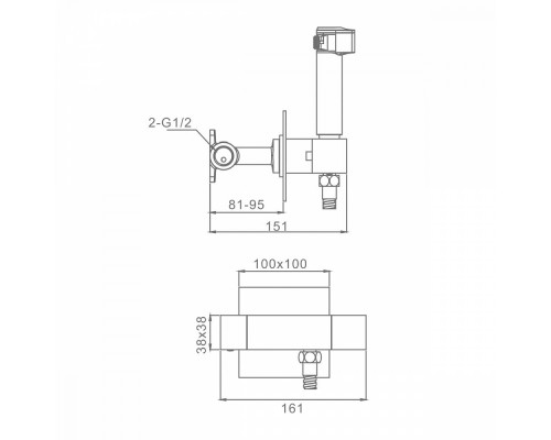 Смеситель Raglo R24.56 с гигиеническим душем встраиваемый с термостатом , хром