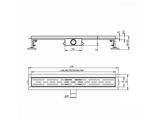 Душевой трап Raglo R651.80.05 800мм, нержавеющая сталь, сатин
