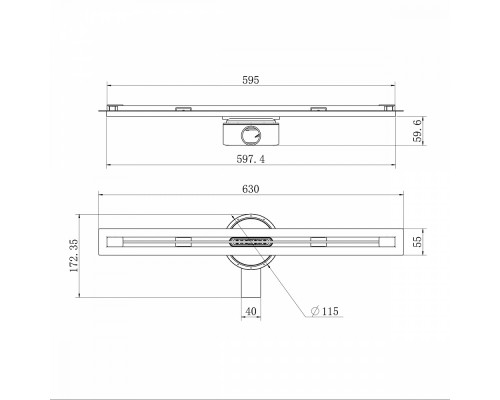 Душевой трап щелевой Raglo R653.60.05 600мм, нержавеющая сталь, сатин