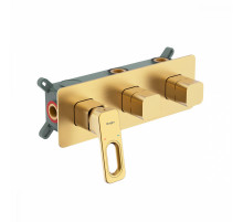 Смеситель Raglo R51.274.03 для ванны и душа встраиваемый на 4 режима, сатин золотой