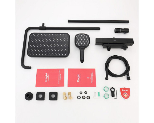 Душевая система Raglo R22.26.06 для ванны и душа с термостатом излив поворотный 15 см, черный