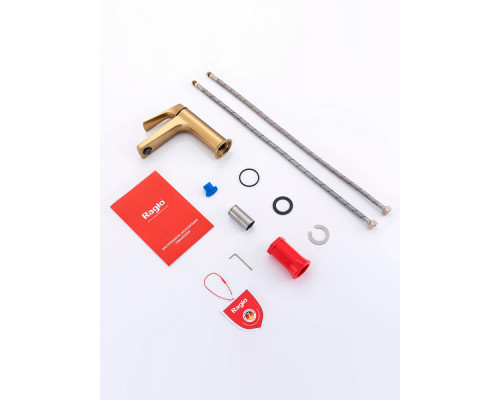 Смеситель Raglo R07.10.03 для раковины монолитный, сатин золотой