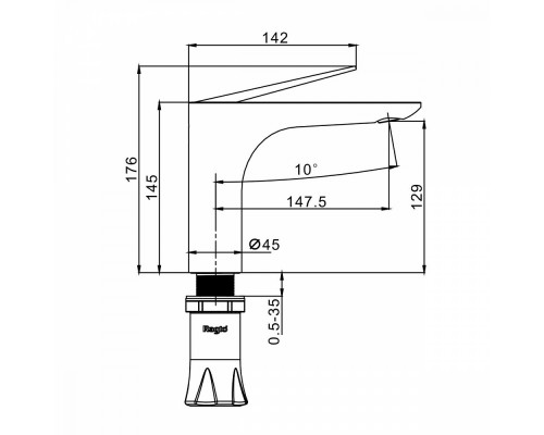 Смеситель Raglo R21.10.03 для раковины монолитный, сатин золотой