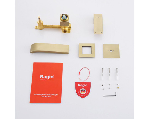 Смеситель Raglo R02.11.03 для раковины встраиваемый монолитный, сатин золотой