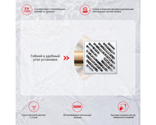 Душевой трап Raglo R606.10 100х100мм, нержавеющая сталь, хром