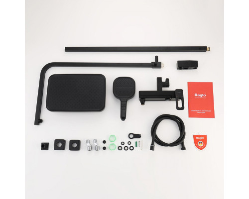 Душевая система Raglo R51.24.06 для ванны и душа излив поворотный 15 см, черный