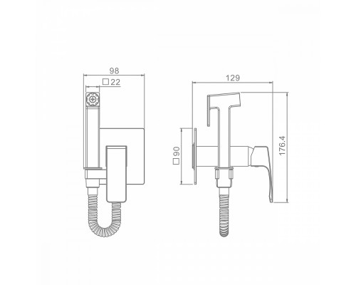 Смеситель Raglo R02.54 с гигиеническим душем встраиваемый , хром