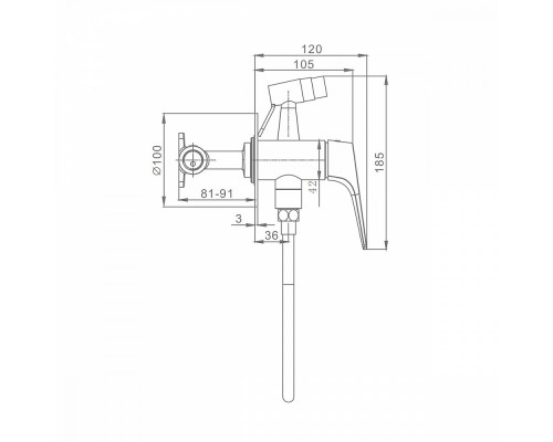 Смеситель Raglo R07.52.33 с гигиеническим душем встраиваемый , матовая медь
