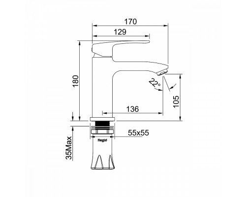 Смеситель Raglo R01.10.03 для раковины монолитный, сатин золотой