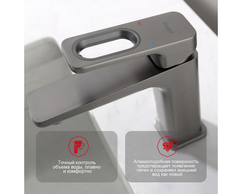 Смеситель Raglo R51.10.09 для раковины монолитный, графит