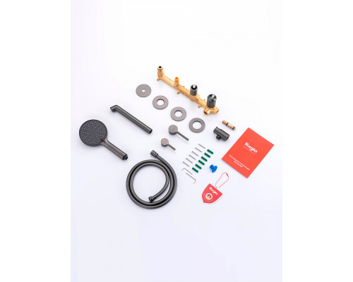 Смеситель Raglo R20.32.09 для ванны встраиваемый излив монолитный 20 см, графит