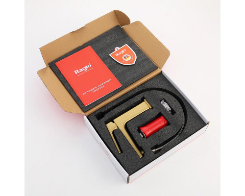 Смеситель Raglo R51.10.03 для раковины монолитный, сатин золотой