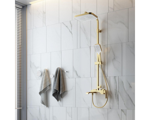 Душевая система Raglo R02.24.03 для ванны и душа излив поворотный 20 см, сатин золотой