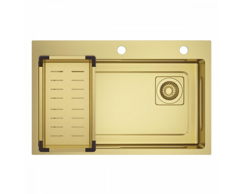 Кухонная мойка Raglo R702.7246.03 из нержавеющей стали в базу от 80см, сатин золотой