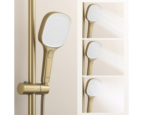 Душевая система Raglo R22.26.03 для ванны и душа с термостатом излив поворотный 15 см, сатин золотой