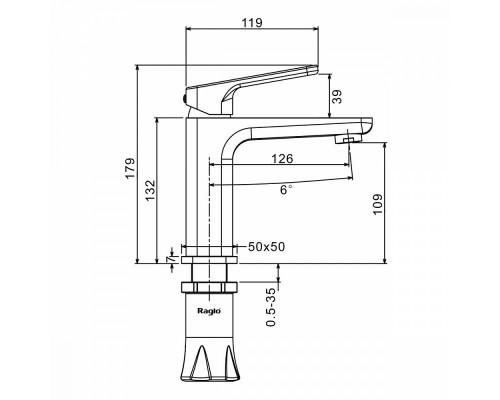 Смеситель Raglo R51.10 для раковины монолитный, хром