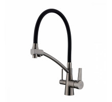 Смеситель Raglo R80.621.05 для кухни с подключением к фильтру съёмный гибкий излив, графит