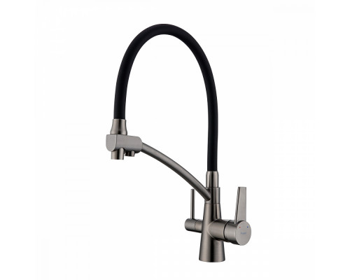 Смеситель Raglo R80.621.05 для кухни с подключением к фильтру съёмный гибкий излив, графит