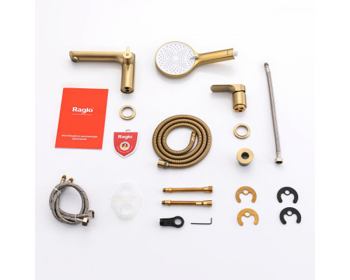 Смеситель Raglo R03.31.03 на борт ванны врезной монолитный, сатин золотой