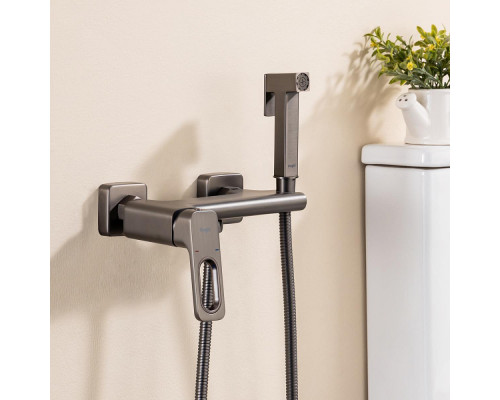 Смеситель Raglo R51.51.09 с гигиеническим душем настенный , графит