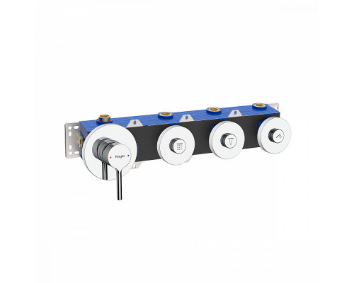 Смеситель Raglo R20.273 для ванны и душа встраиваемый на 3 режима (кнопочное управление), хром