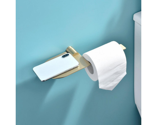 Держатель для туалетной бумаги Raglo R300.03.03 с полкой,сатин золотой