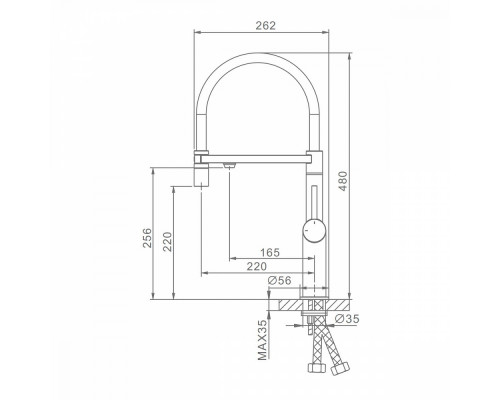 Смеситель Raglo R20.63.03 для кухни с подключением к фильтру съёмный гибкий излив с магнитным фиксатором, сатин золотой