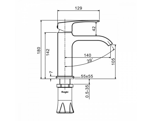 Смеситель Raglo R02.10.06 для раковины монолитный, черный