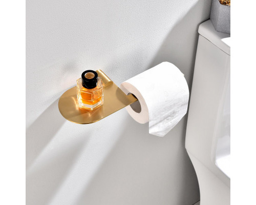 Держатель для туалетной бумаги Raglo R300.03.03 с полкой,сатин золотой