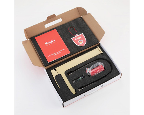 Смеситель Raglo R01.15.03 для раковины высокий монолитный, сатин золотой