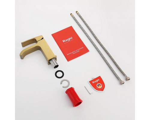 Смеситель Raglo R02.10.03 для раковины монолитный, сатин золотой