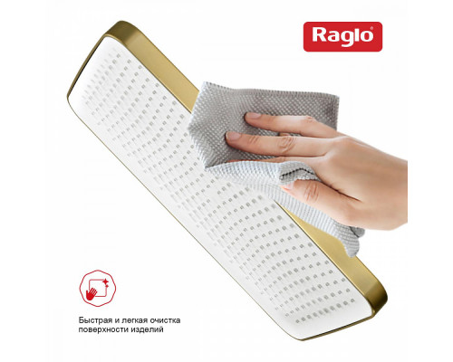 Лейка душевая верхняя Raglo R451.52.03 тропический душ 340*220мм пластик/силикон, Сатин золотой