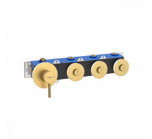 Смеситель Raglo R20.273.03 для ванны и душа встраиваемый на 3 режима (кнопочное управление), сатин золотой