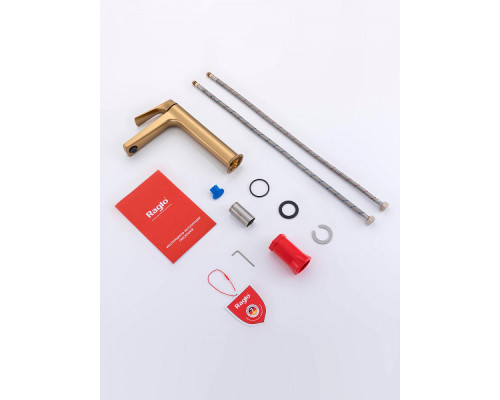 Смеситель Raglo R07.15.03 для раковины высокий монолитный, сатин золотой