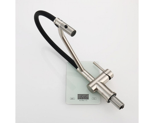 Смеситель Raglo R86.41.05 для кухни съёмный гибкий излив с магнитным фиксатором, сатин