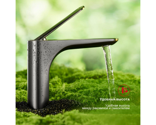 Смеситель Raglo R21.10.09 для раковины монолитный, графит