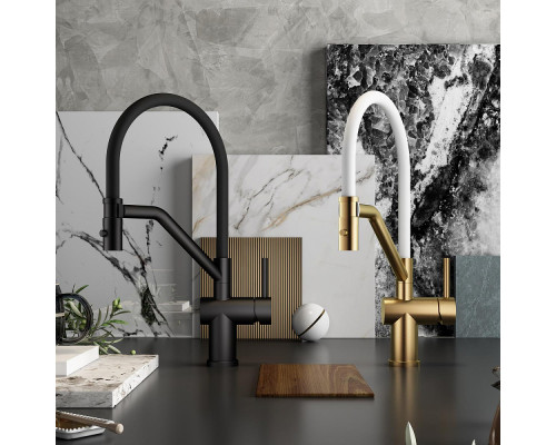 Смеситель Raglo R86.41.06 для кухни съёмный гибкий излив с магнитным фиксатором, черный